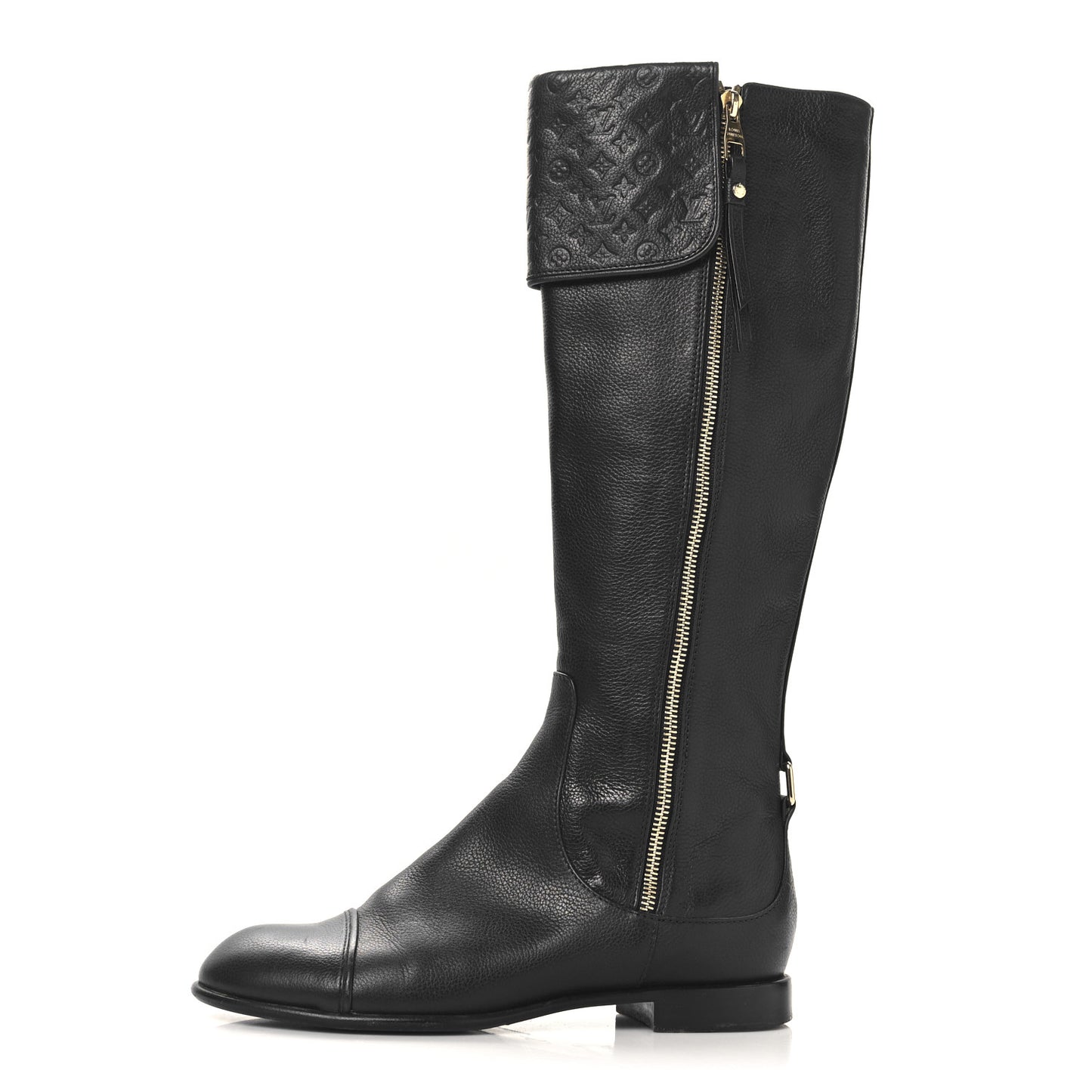 Calfskin Monogram High Boots 38 Black