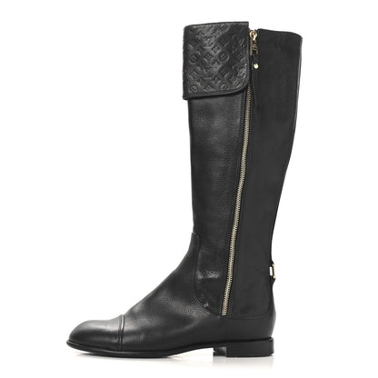 Louis Vuitton Calfskin Monogram High Boots 38 Black 1 of 6