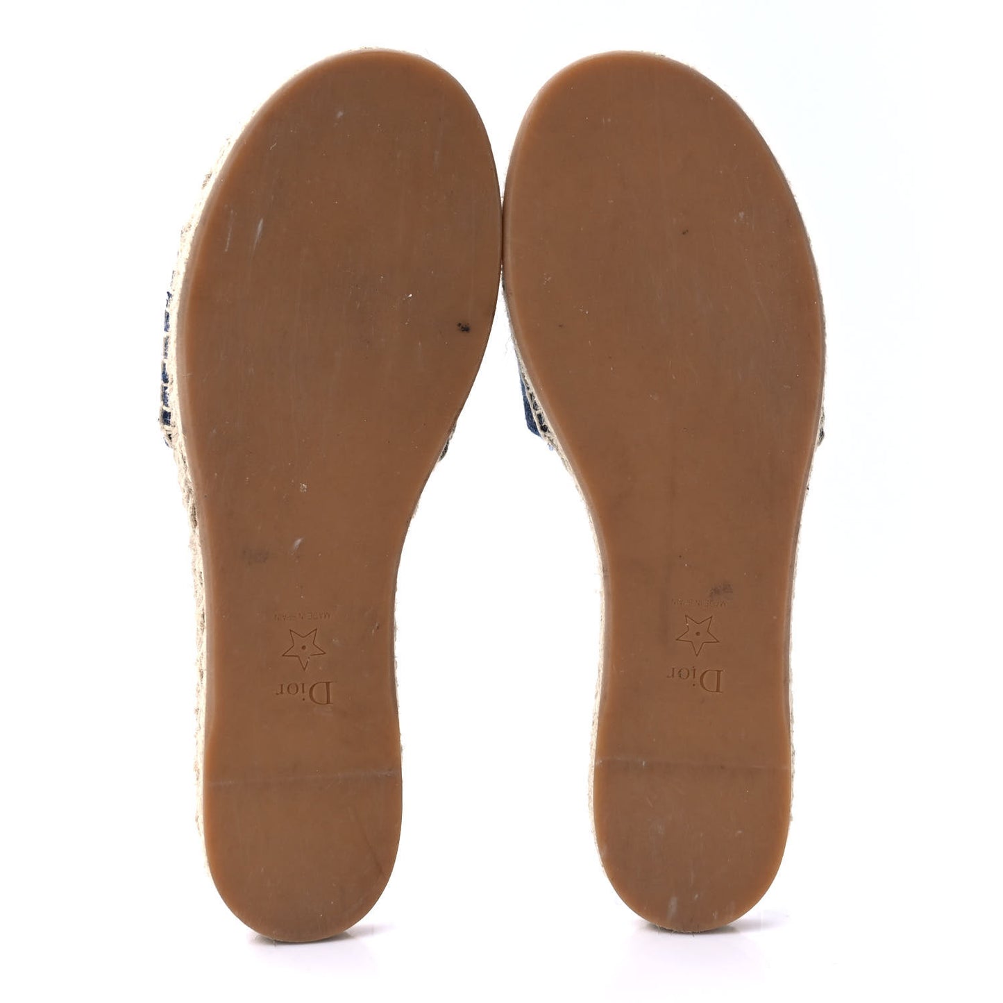 Denim Embroidered Granville Espadrille Flat Slide Sandals 41.5 Blue