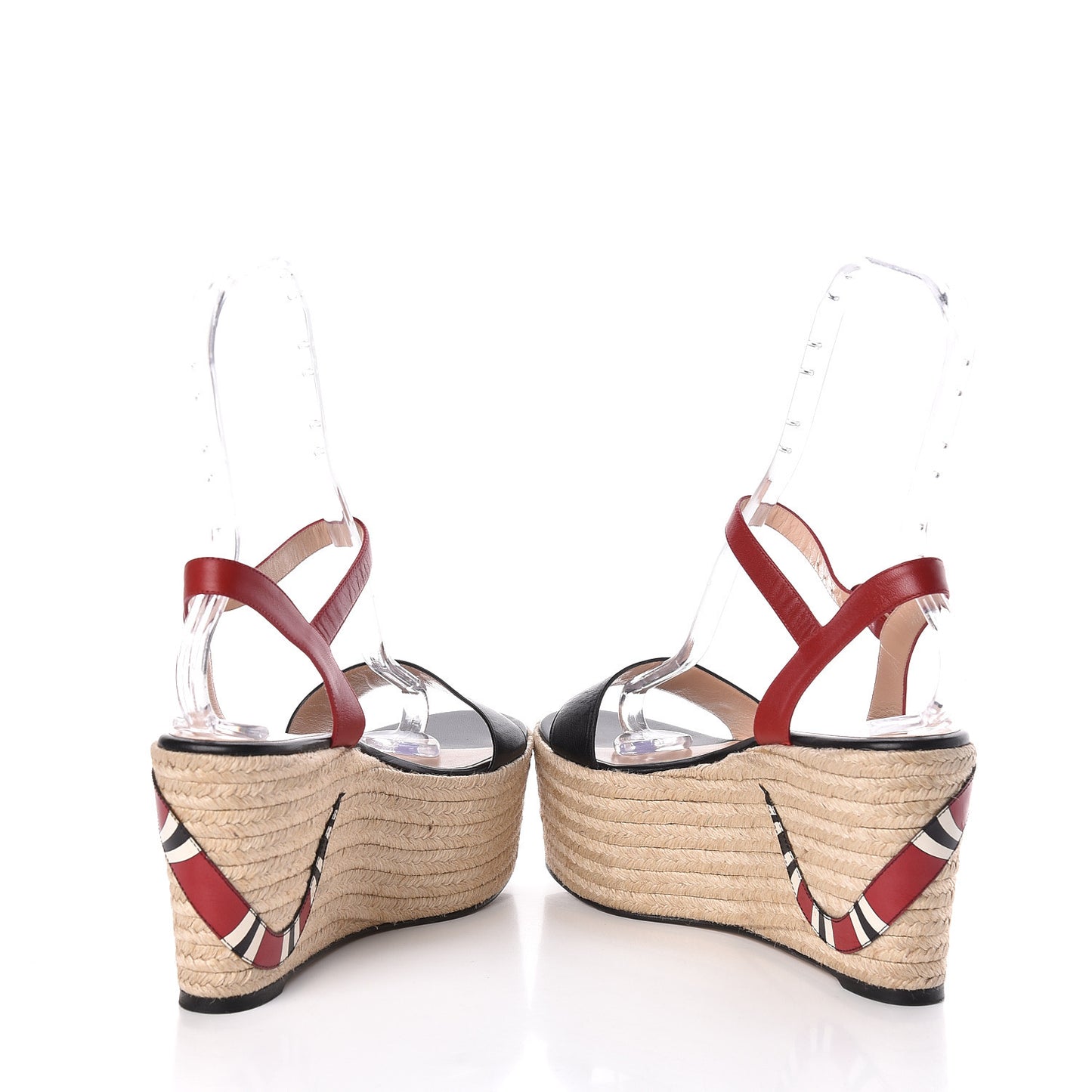 Malaga Kid Kingsnake Espadrille Platform Wedge Sandals 39.5 Black Red