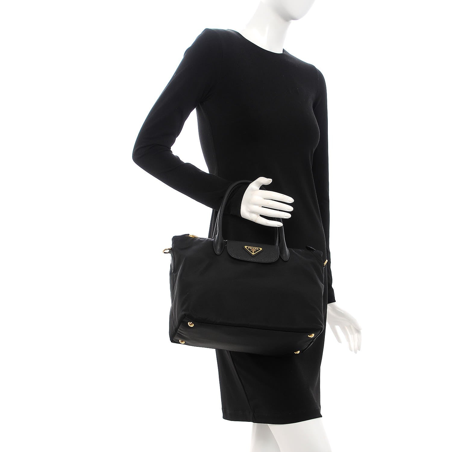 Prada Saffiano Tessuto Nylon Tote Nero Black 3 of 8