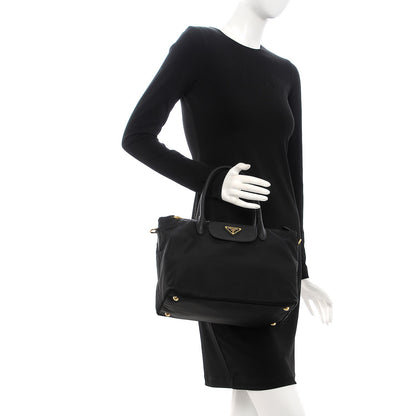 Prada Saffiano Tessuto Nylon Tote Nero Black 3 of 8