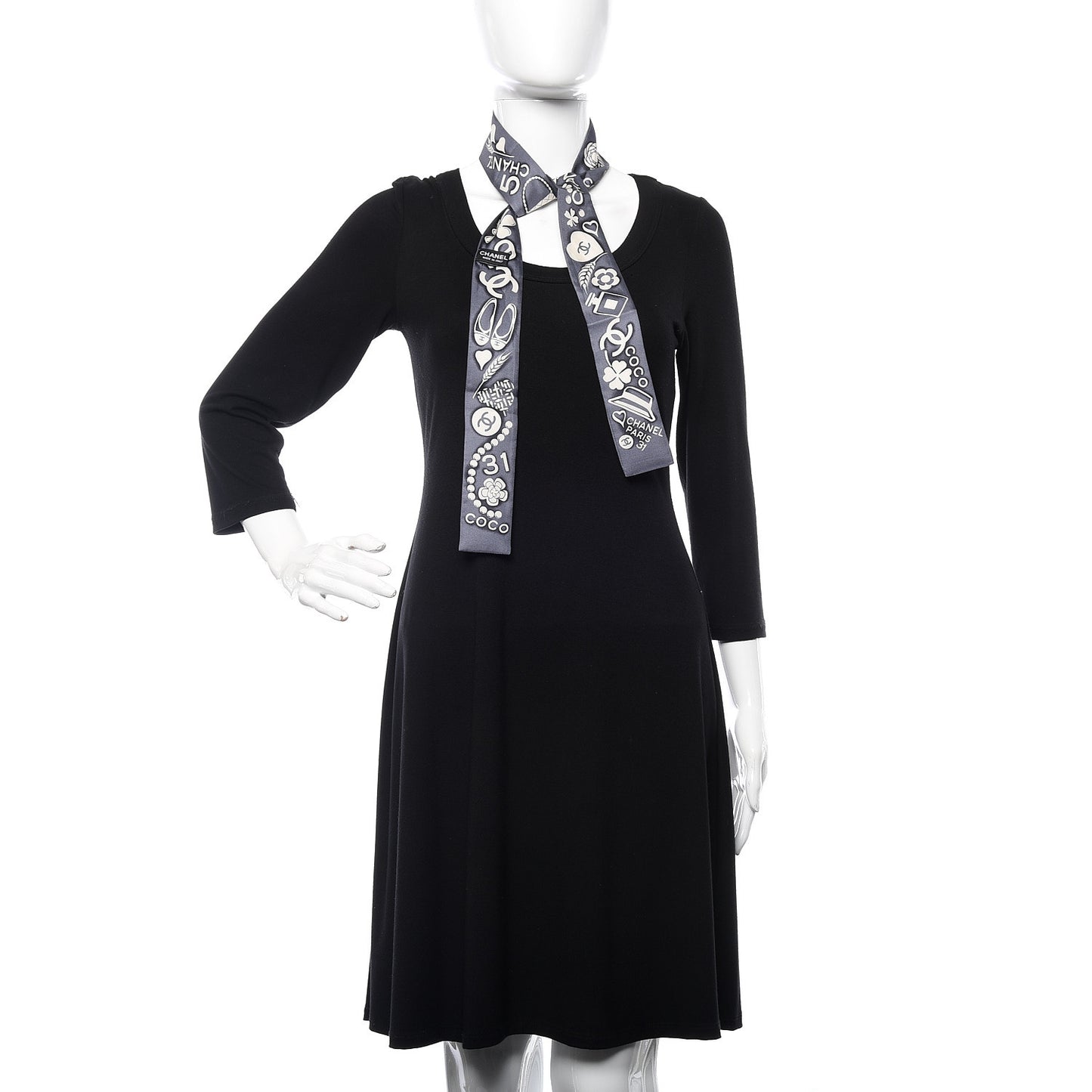 Silk CC Slim Bandeau Scarf Grey Ecru Black