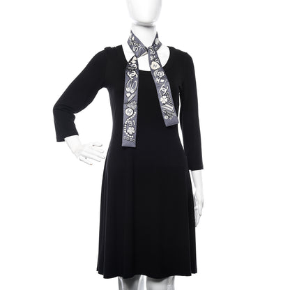Chanel Silk CC Slim Bandeau Scarf Grey Ecru Black 2 of 3
