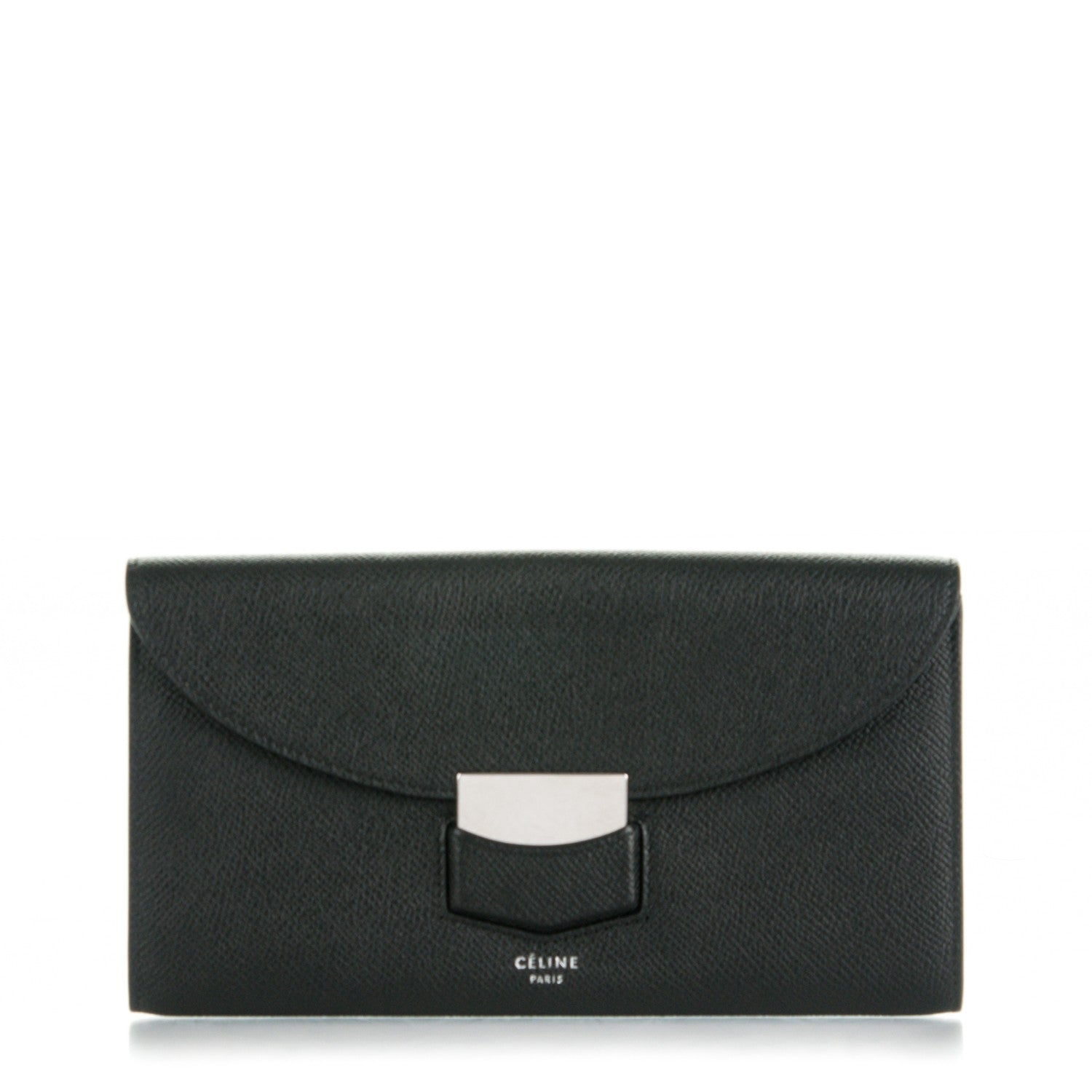 Celine Grained Calfskin Large Trotteur Multifunction Flap Wallet Black 1 of 8