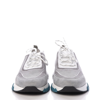 Hermes Knit Goatskin Mens Addict Sneakers 45 White Gris 2 of 7