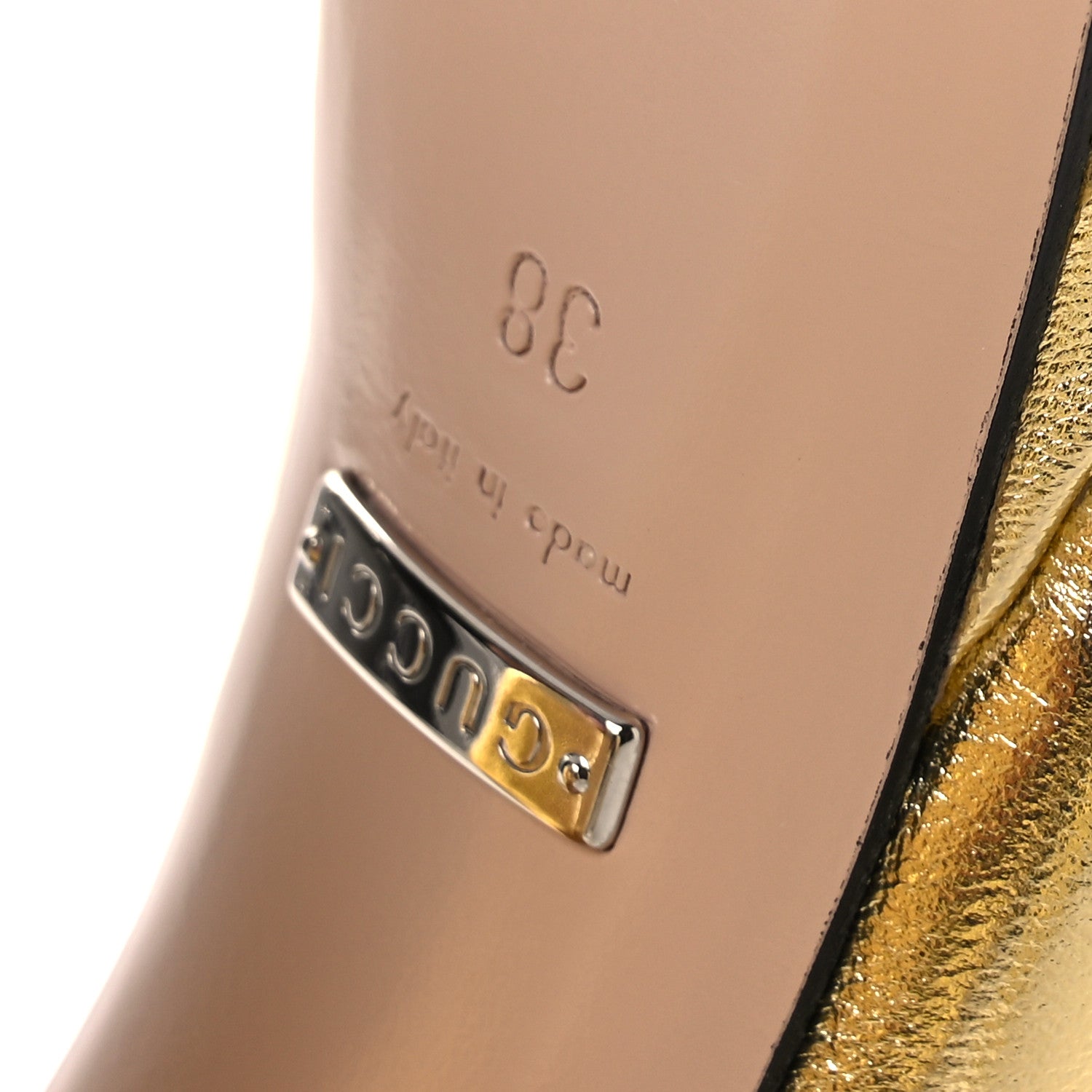 Gucci Metallic Nappa Crystal Double G Platform Pumps 38 Platino