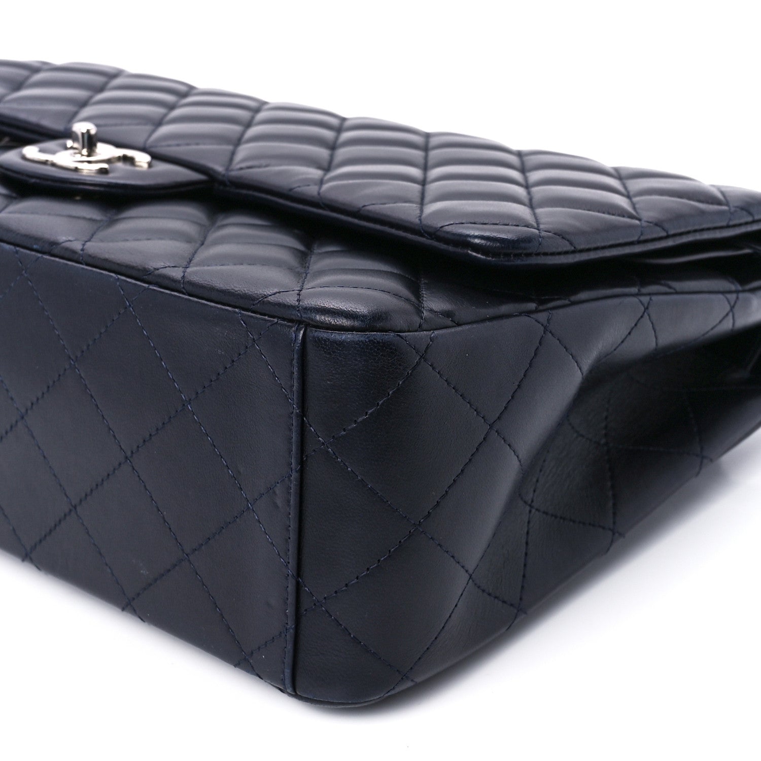 Chanel Lambskin Quilted Maxi Double Flap Dark Blue 12 of 13