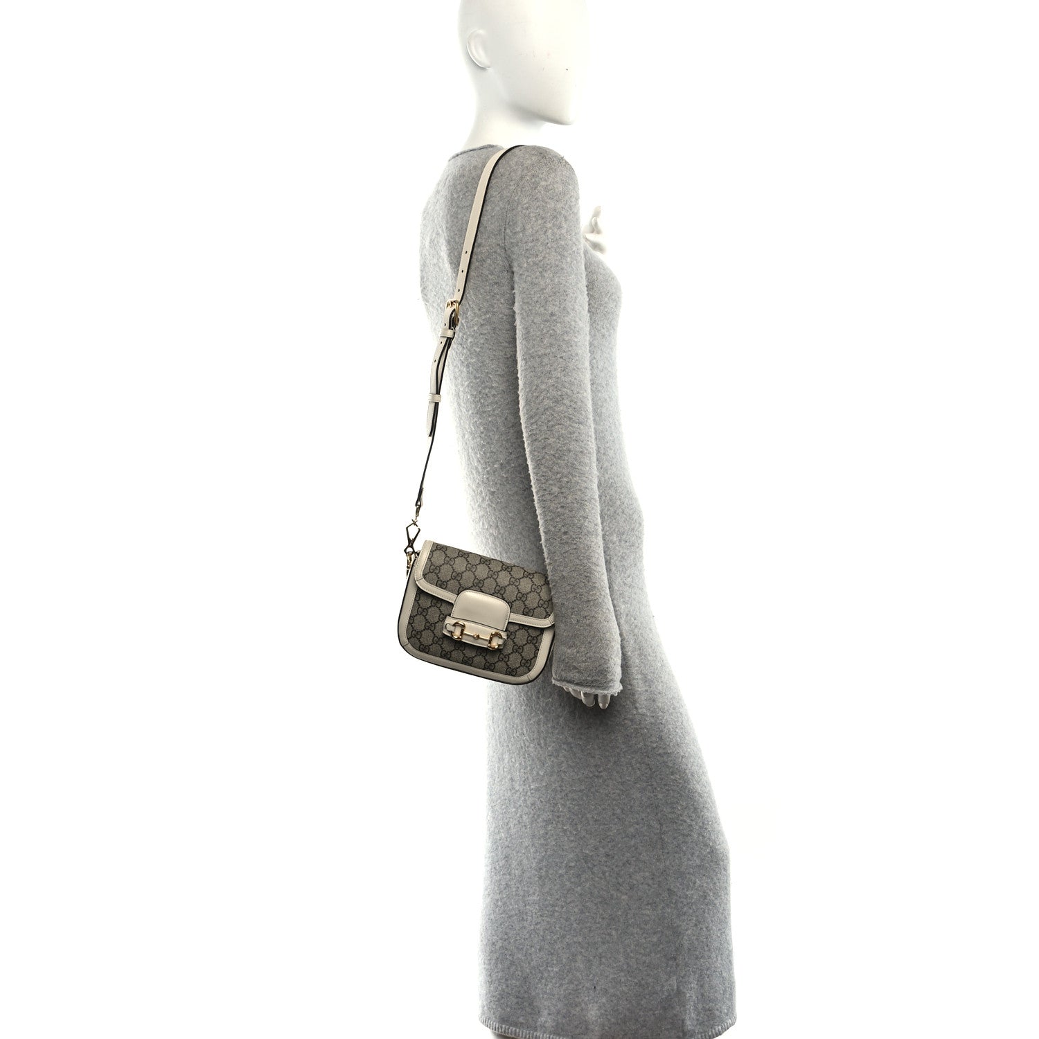 Gucci GG Supreme Monogram Textured Dollar Calfskin Web Mini Horsebit 1955 Shoulder Bag 2 of 11