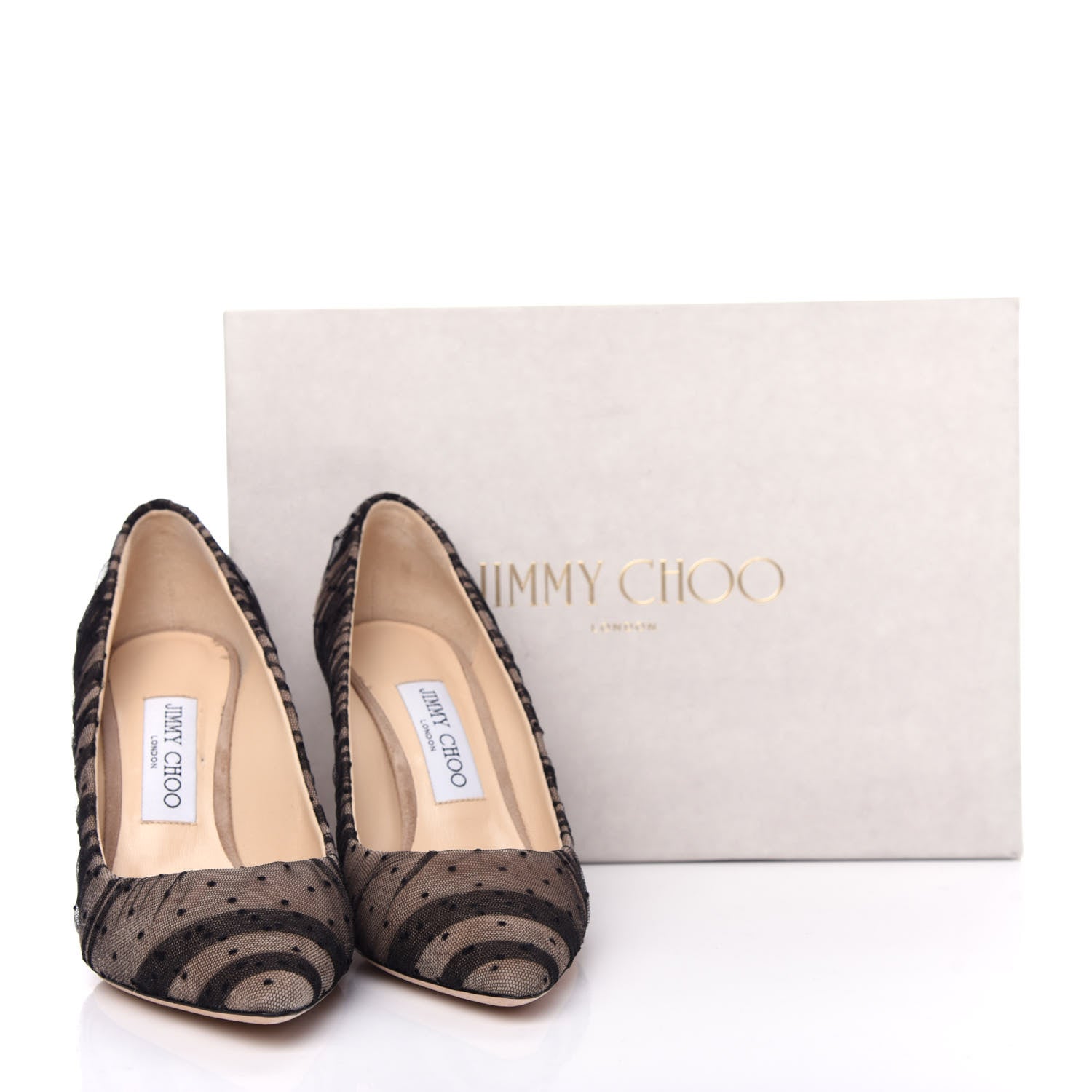 Jimmy Choo Tulle Suede Polka Dot Romy 85 Pumps 37 Black Nude 10 of 10