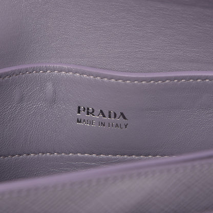 Prada Saffiano Cuir Twist Lock Chain Flap Crossbody Bag Glicine 6 of 10