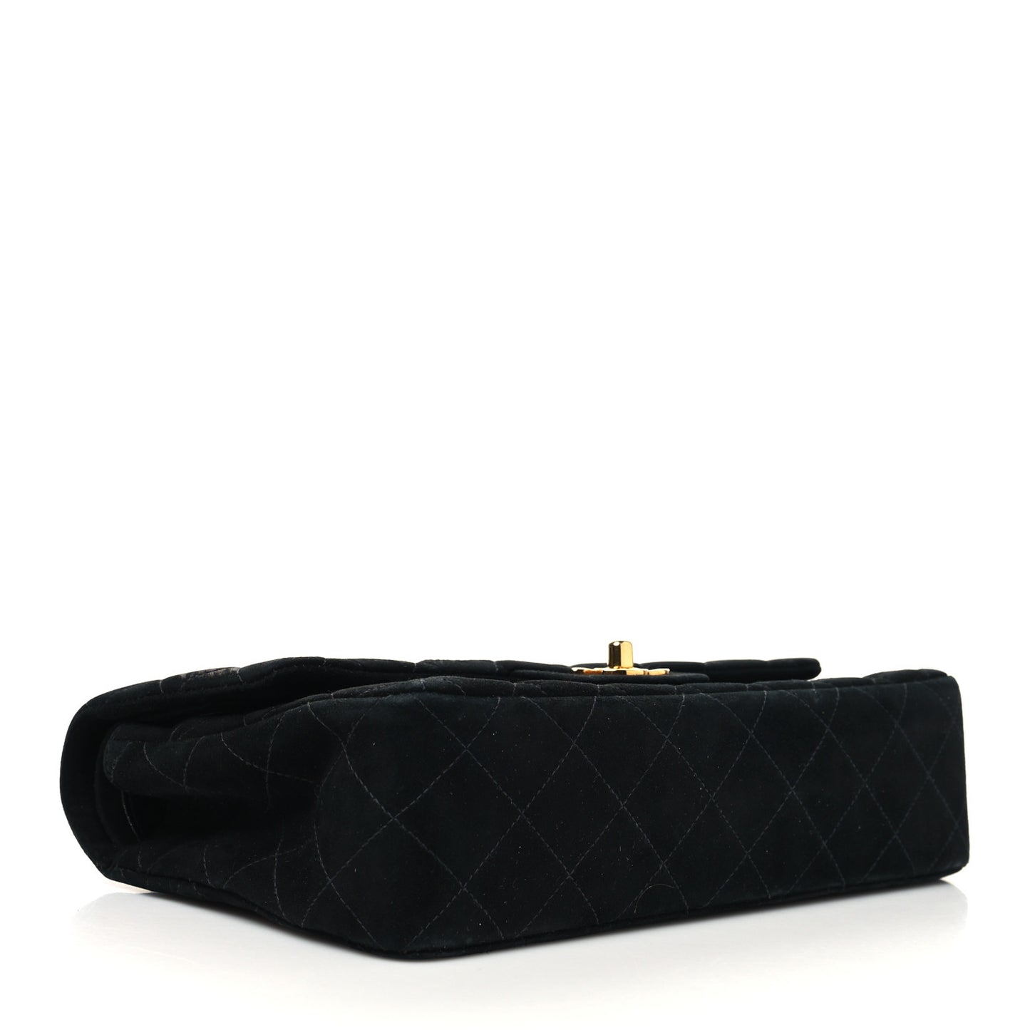 Velvet Quilted Medium Double Flap Black