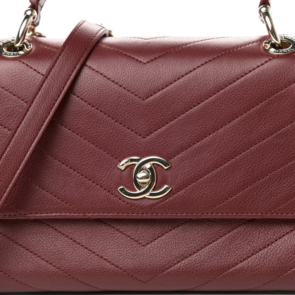 Chanel Grained Calfskin Small Chevron Chic Top Handle Flap Red 10 of 10