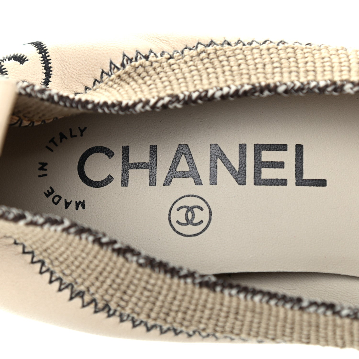 Chanel Lambskin Patent CC Elastic Stretch Pumps 36 Beige Black 7 of 8