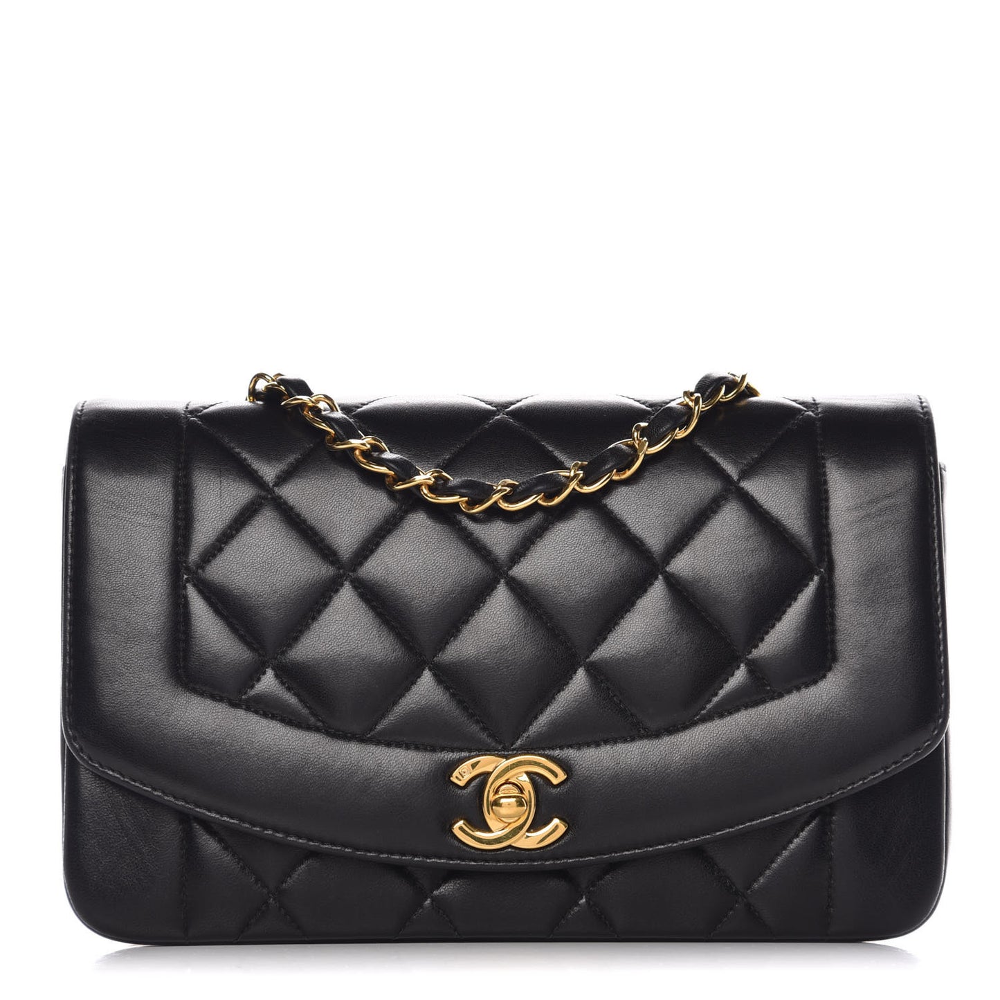 Lambskin Quilted Small Single Flap Black