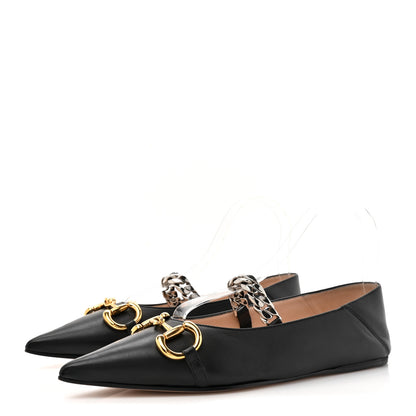 Gucci Nappa Lumiere Deva Horsebit Chain Embellished Flats 40.5 Black 3 of 11