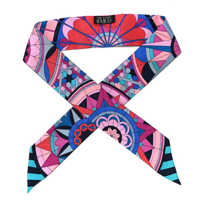 Hermes Silk Rose de Compas Twilly Turquoise Fuchsia Bleu 1 of 4