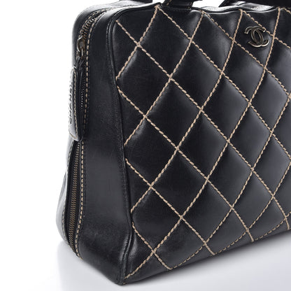 Chanel Calfskin Contrast Stitch Surpique Bowler Black 13 of 14