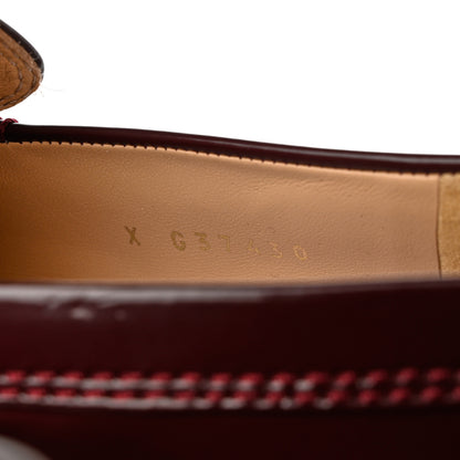 Chanel Shiny Calfskin Logo Loafers 37 Burgundy 6 of 10