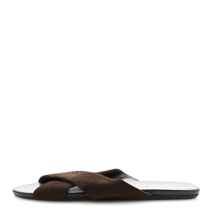 Prada Suede Crisscross Slide Sandals 38.5 Moro 1 of 8