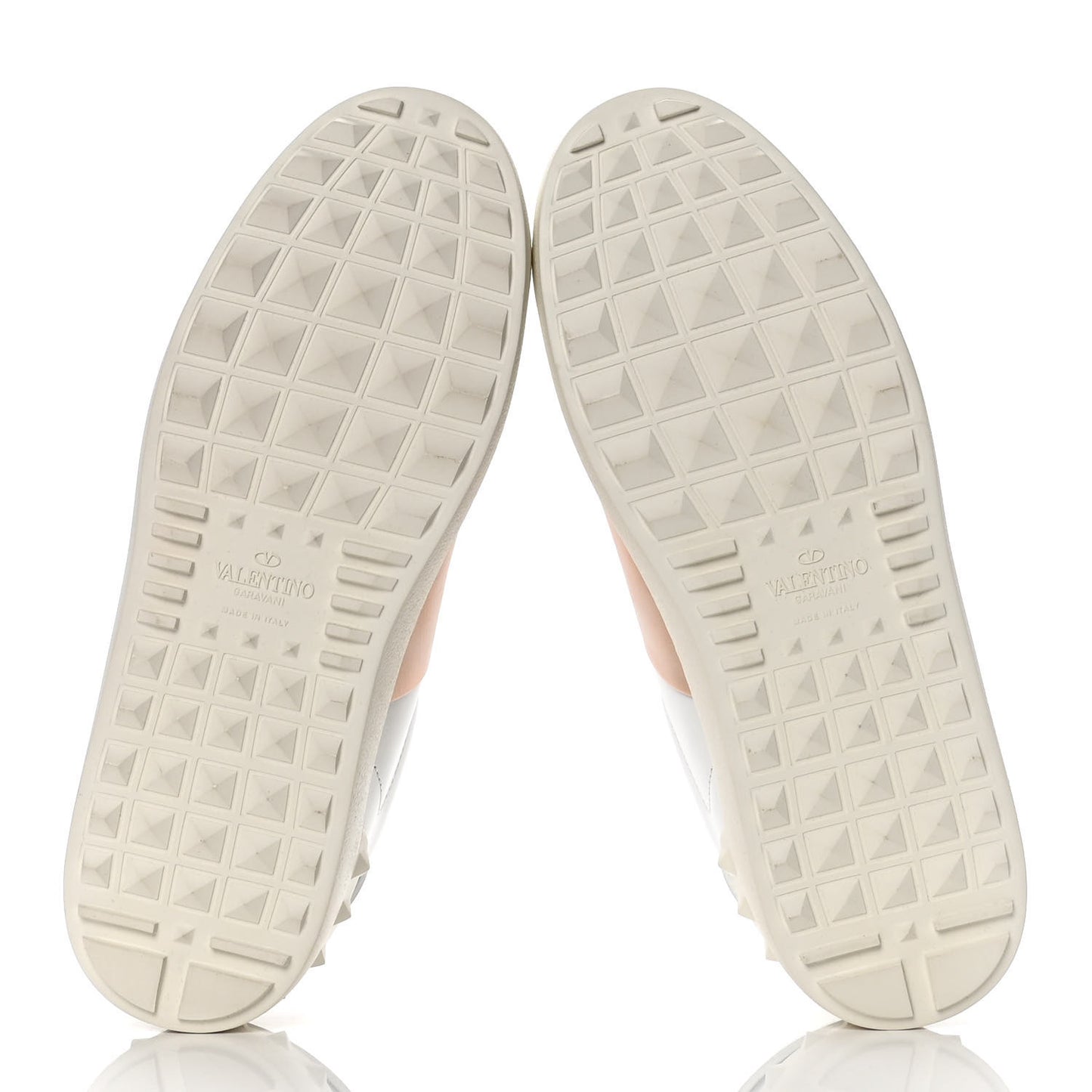Calfskin Rockstud Open Sneakers 39.5 White Rose Gold