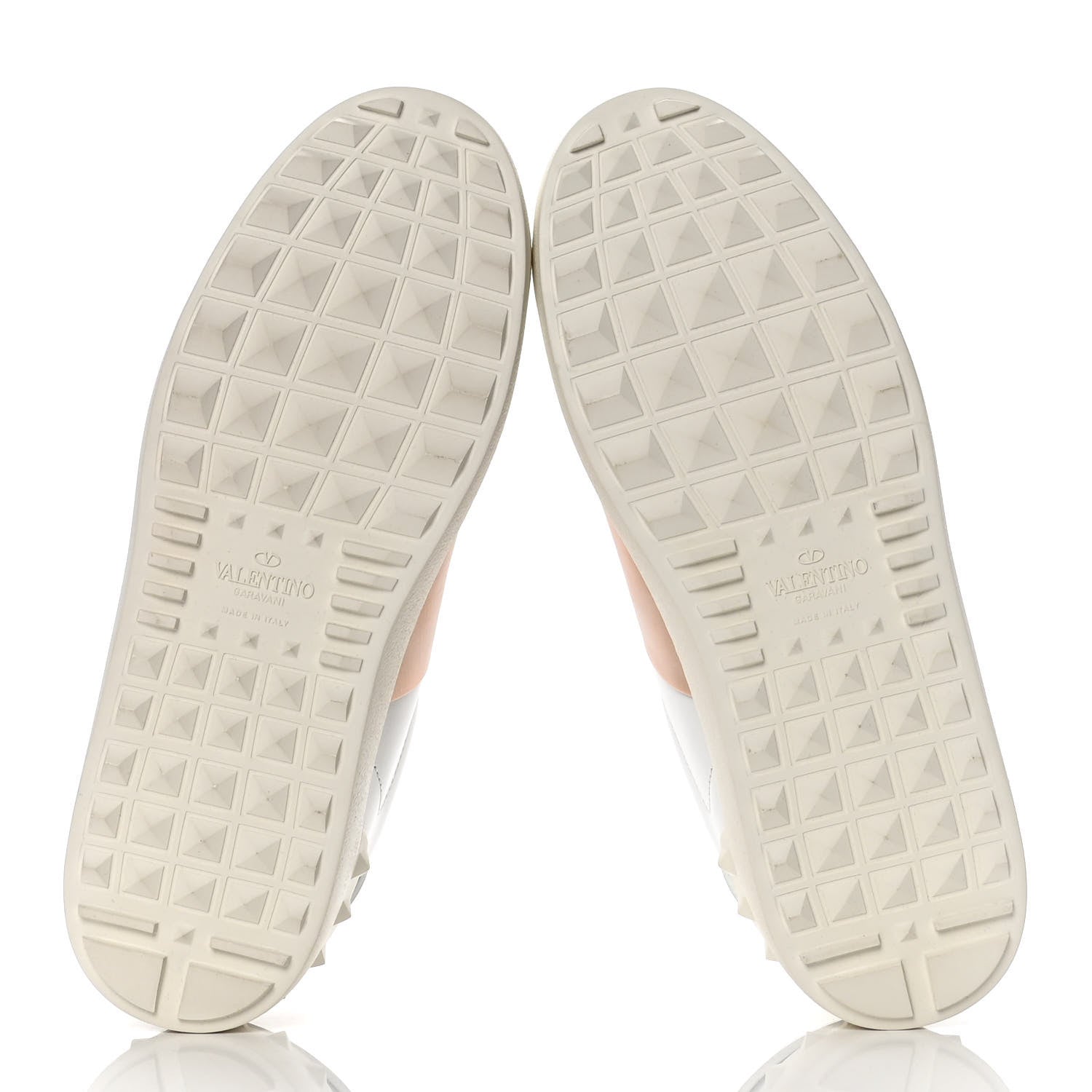 Valentino Garavani Calfskin Rockstud Open Sneakers 39.5 White Rose Gold 7 of 9