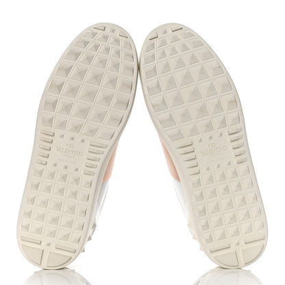Valentino Garavani Calfskin Rockstud Open Sneakers 39.5 White Rose Gold 7 of 9