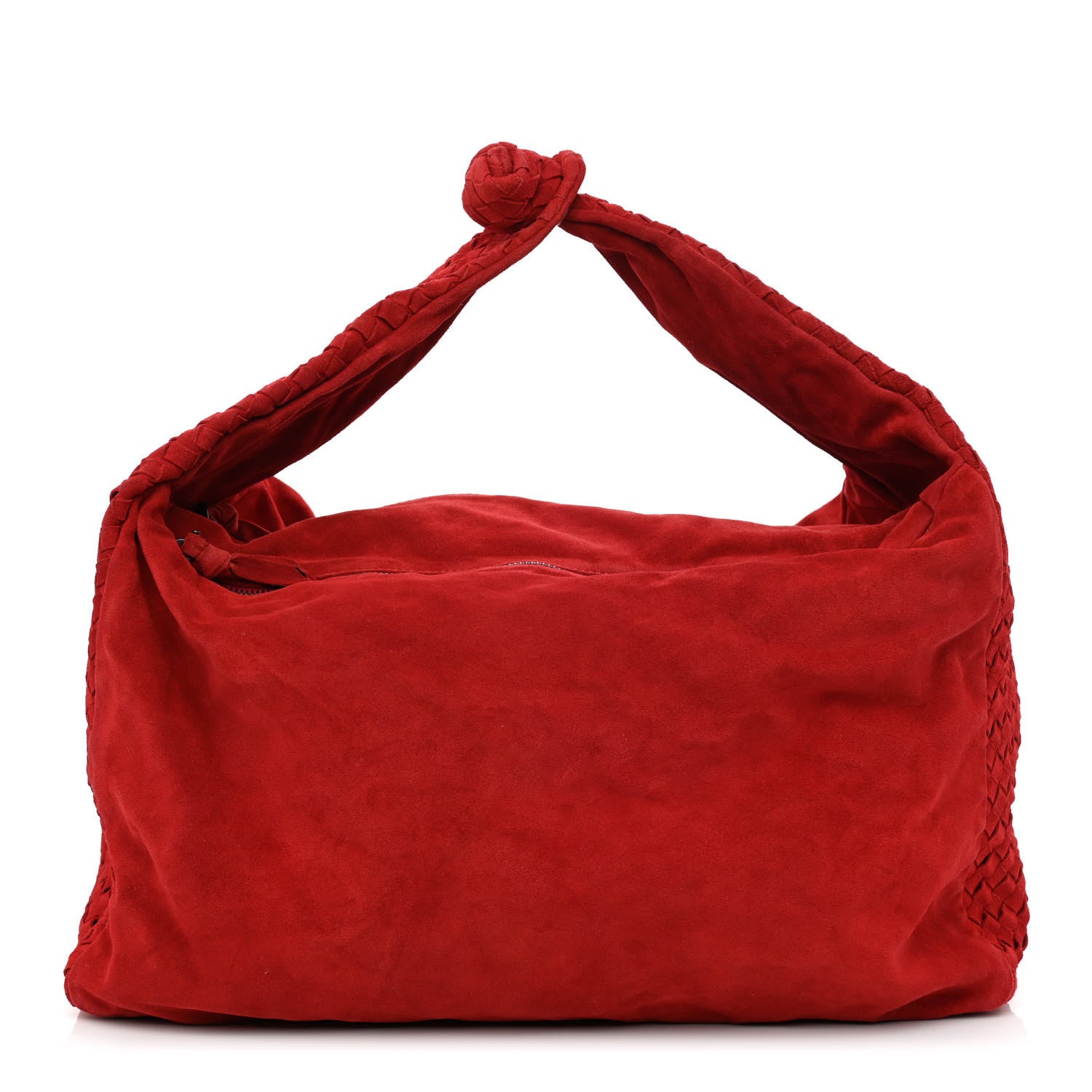 Bottega Veneta Suede Intrecciato Large Knot Hobo Red 1 of 11