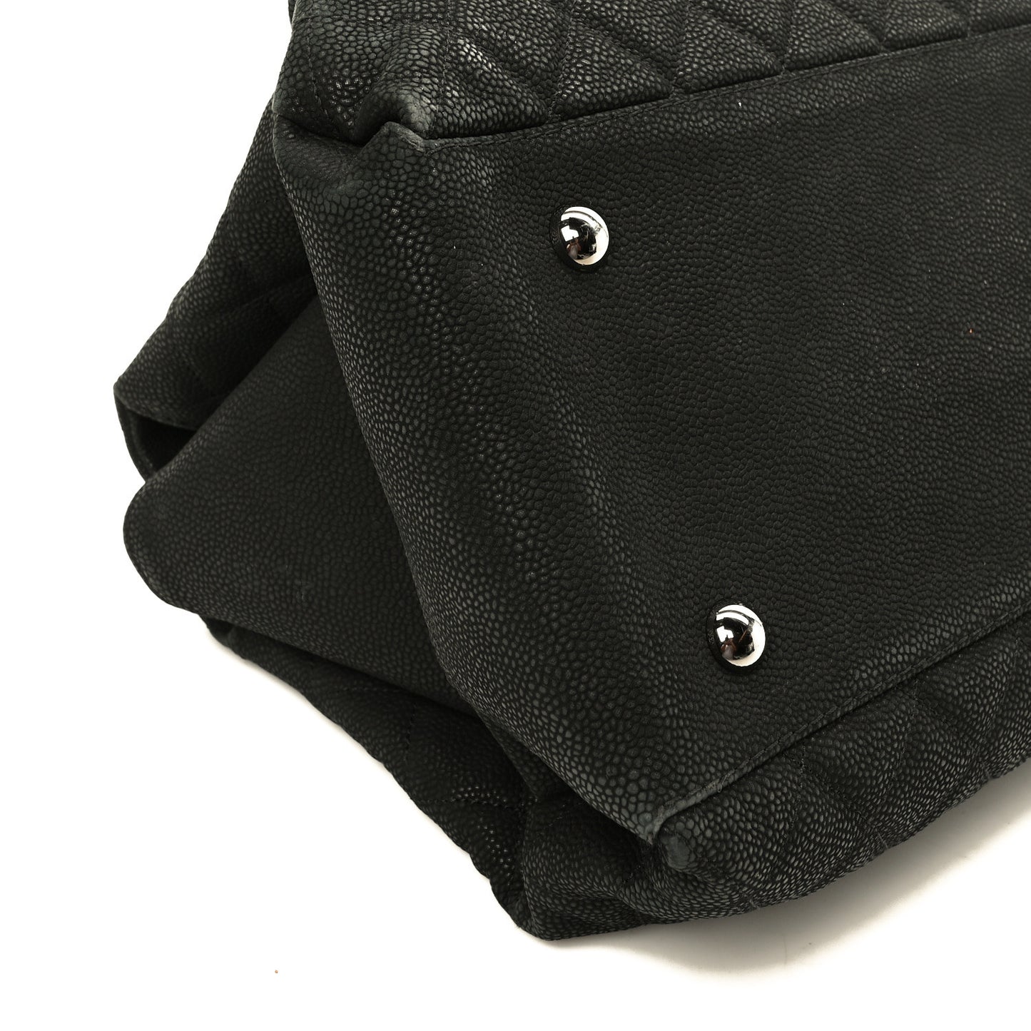 Iridescent Caviar Quilted Lady Pearly Tote Black