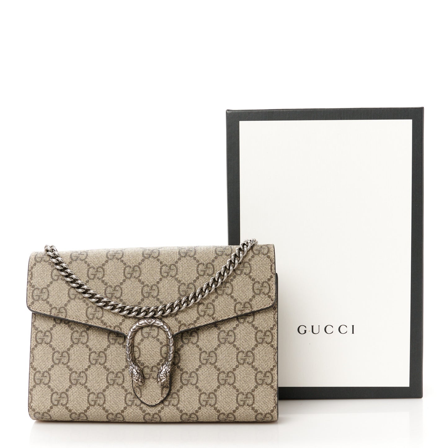 GG Supreme Monogram Mini Dionysus Chain Wallet Beige Taupe