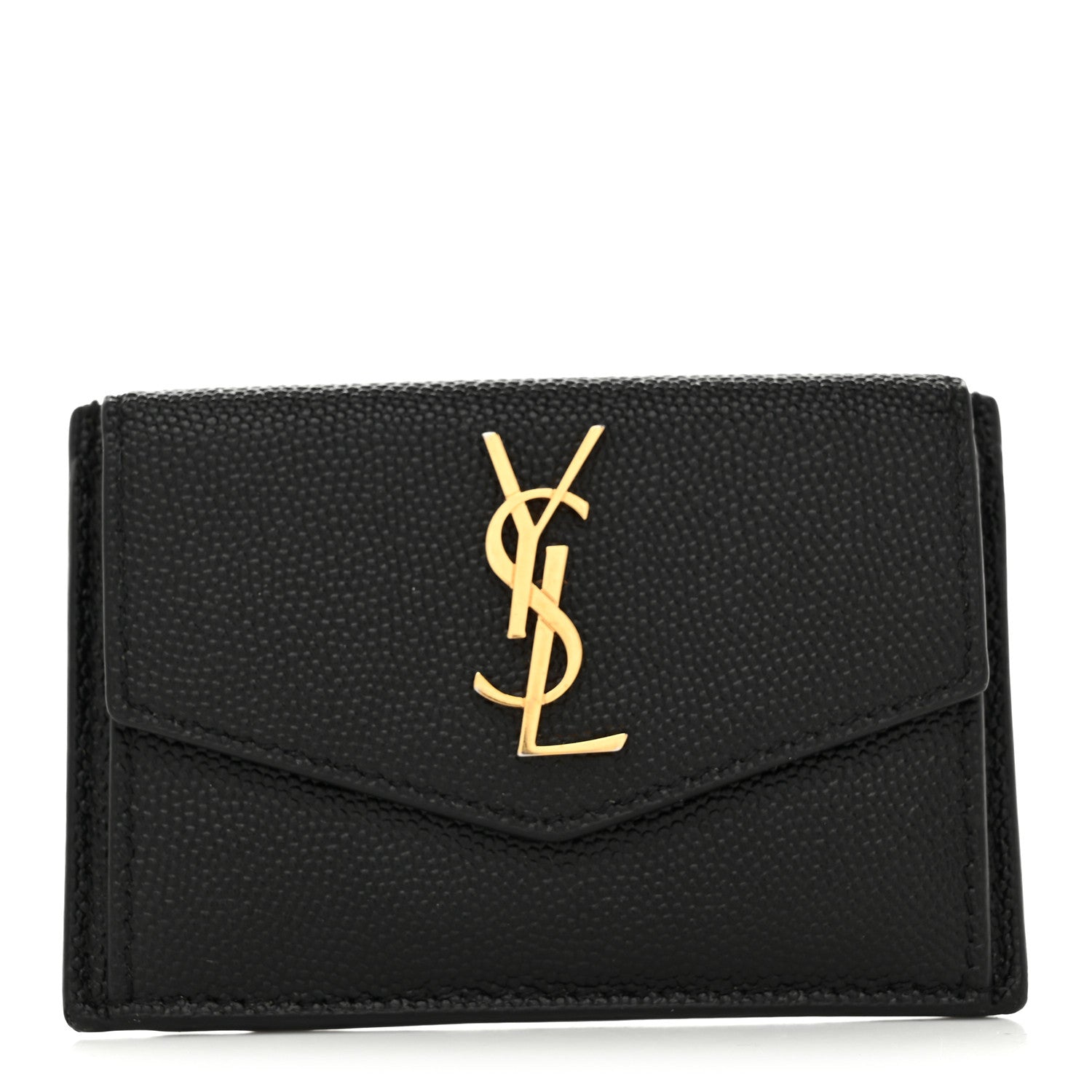 Saint Laurent Grain De Poudre Uptown Monogram Card Case Black 1 of 8