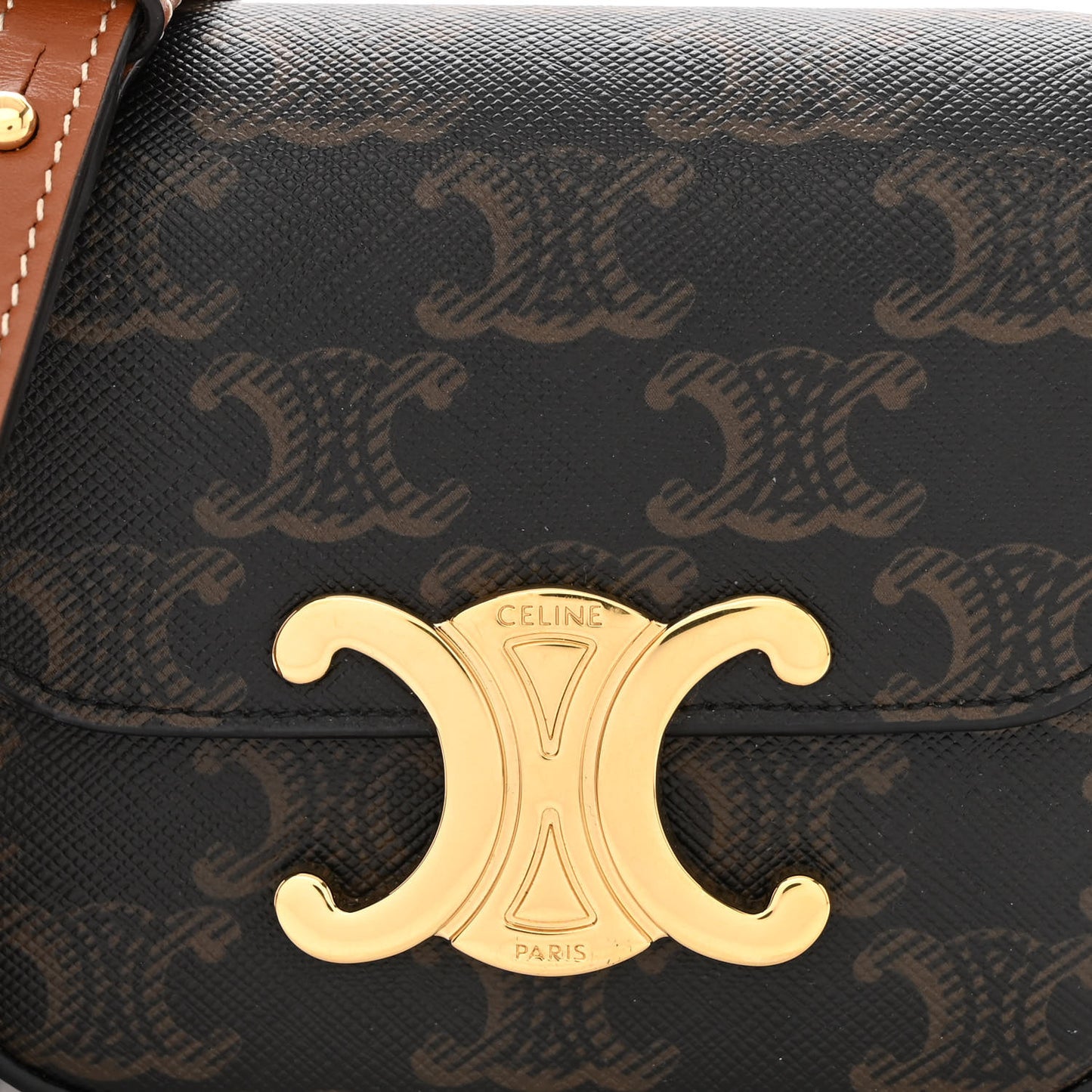 Triomphe Canvas Calfskin Mini Triomphe Tan