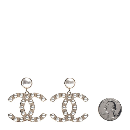 Chanel Pearl CC Drop Earrings Gold 2 of 5