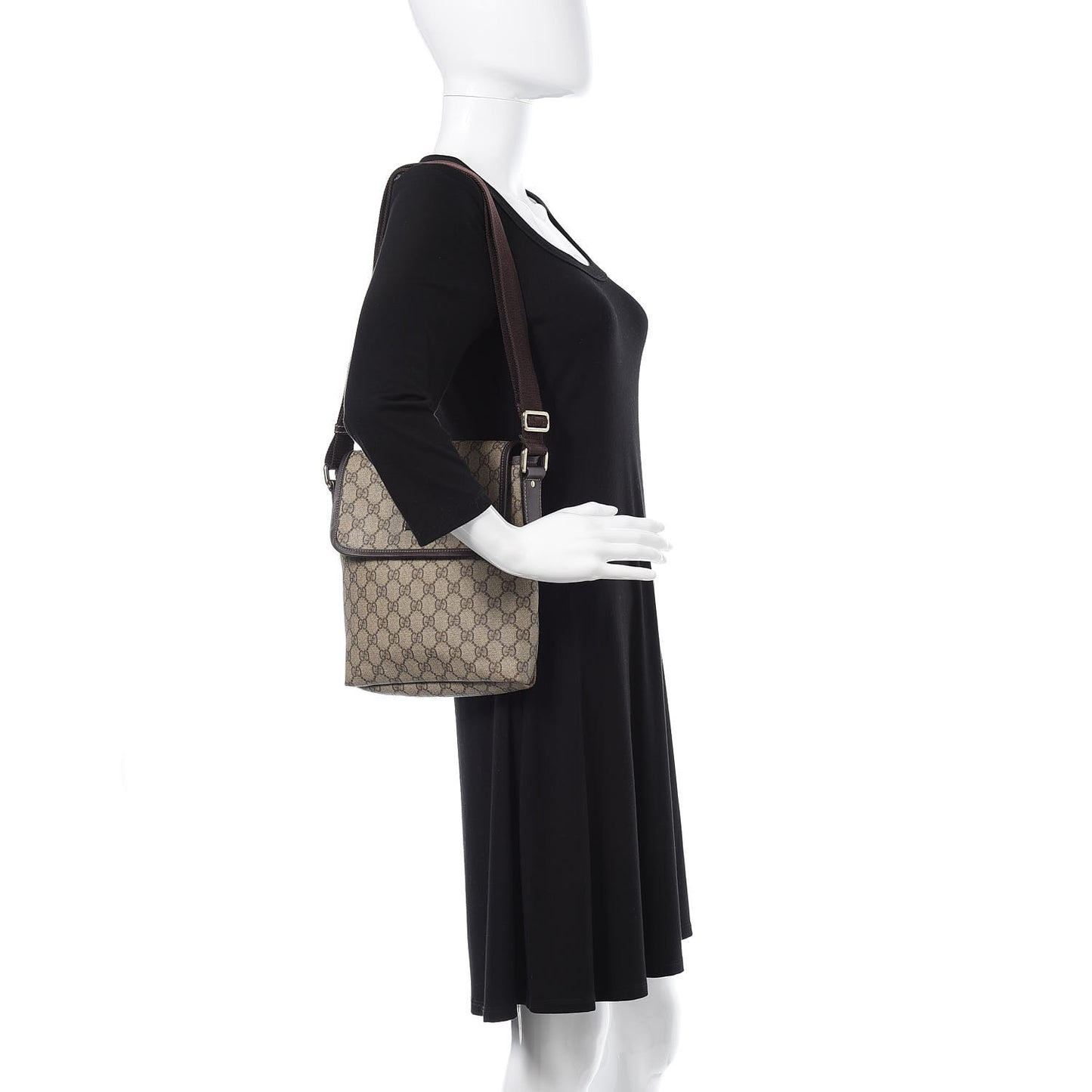 GG Plus Monogram Small Flap Messenger Bag Beige Dark Brown
