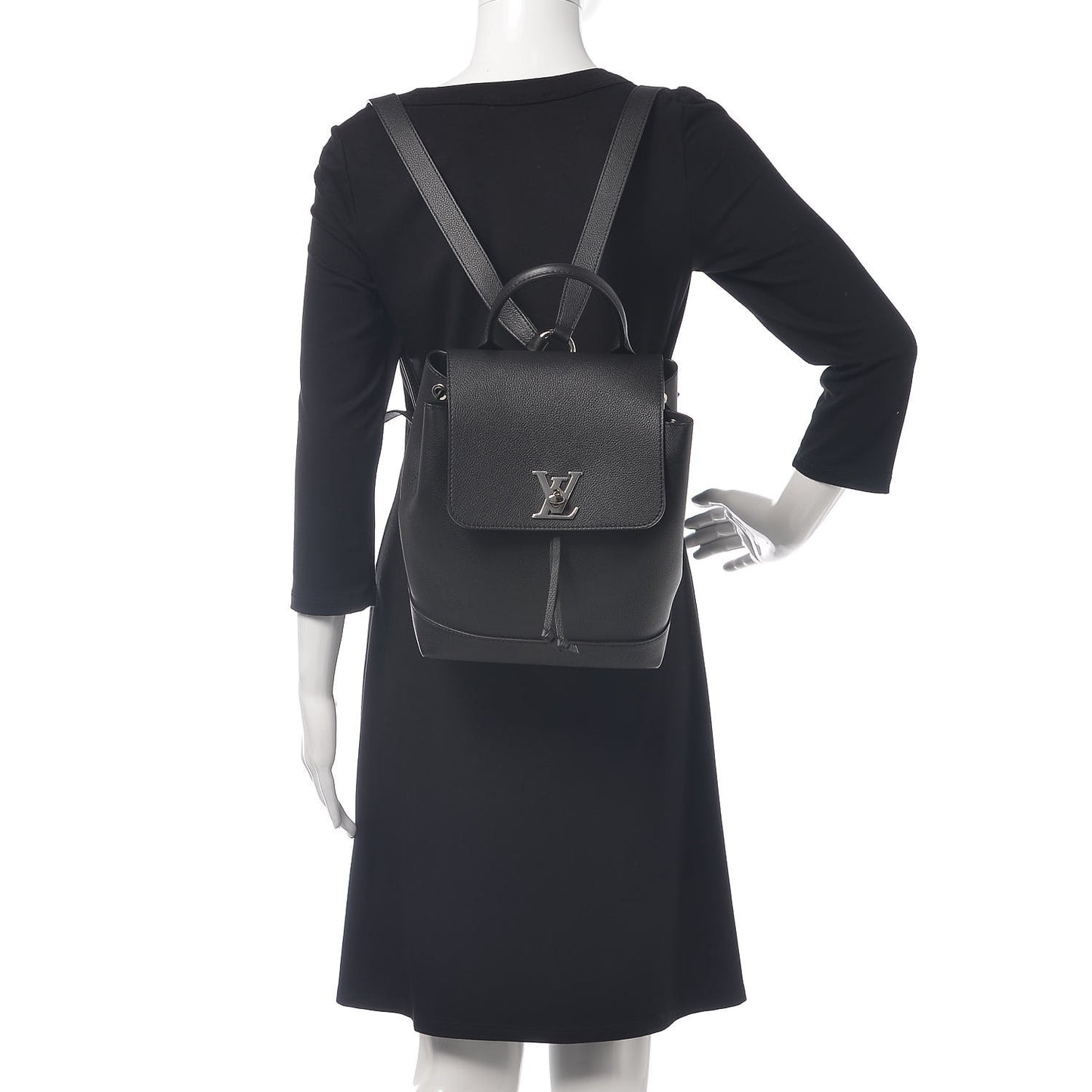 Calfskin Lockme Backpack Black