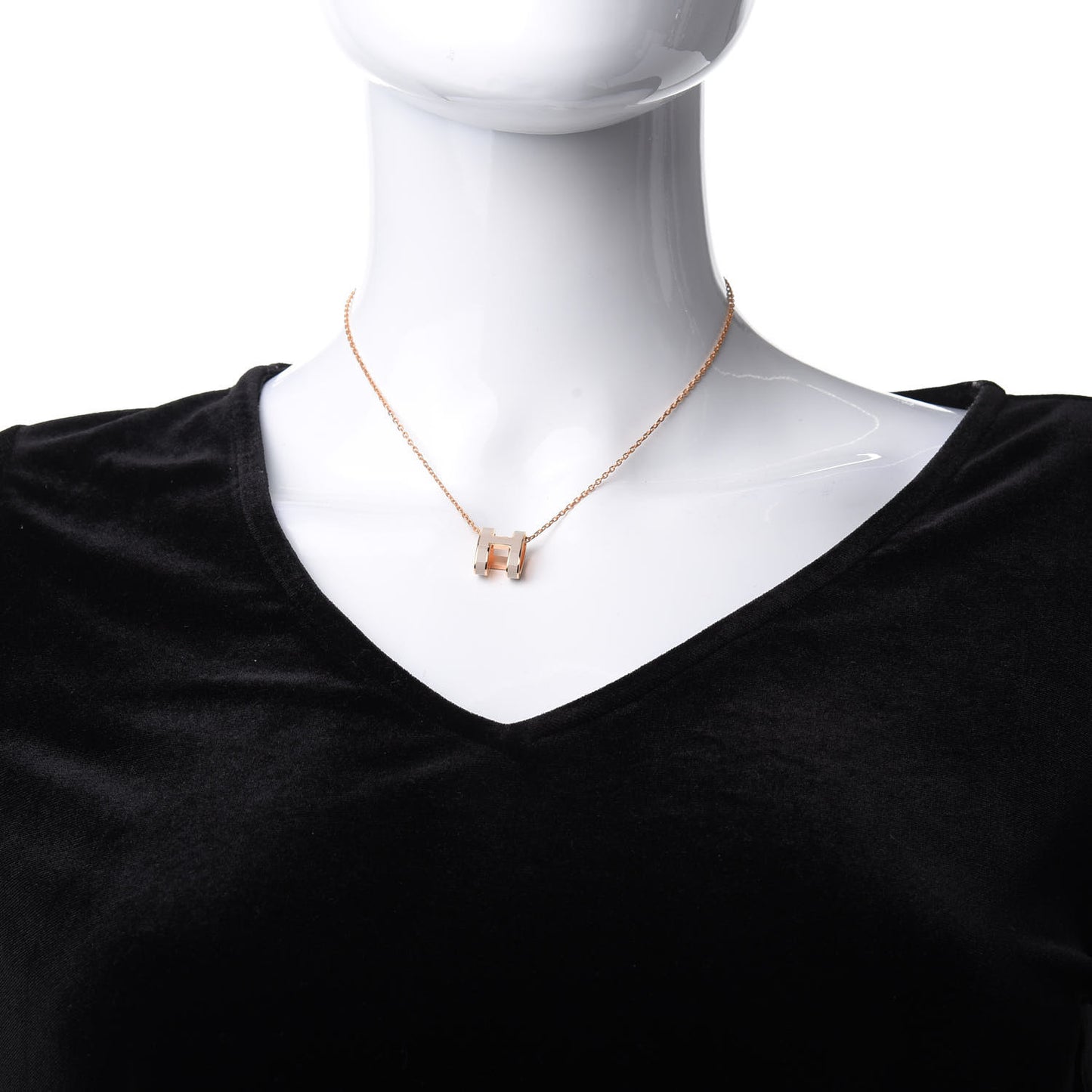 Lacquered Rose Gold Pop H Pendant Necklace Marron Glace