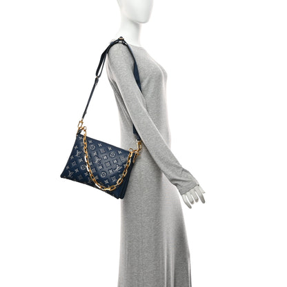 Louis Vuitton Lambskin Embossed Monogram Coussin PM Denim Blue 2 of 9