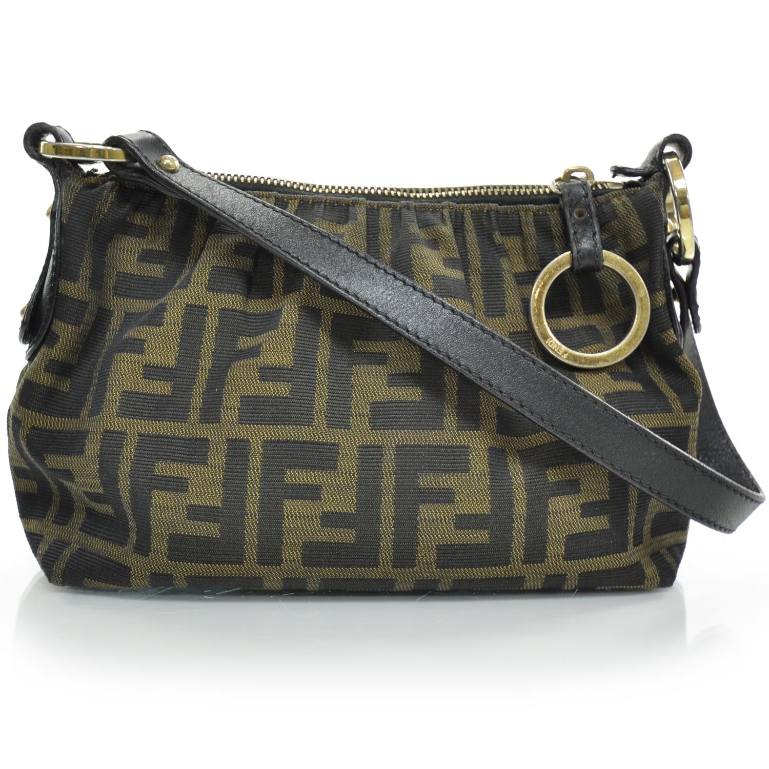 Fendi Zucca Cuoio Lucido Small Hobo Tobacco Moro 4 of 10