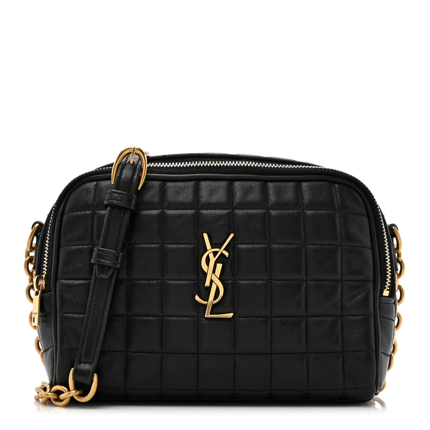 Lambskin Carre Quilted Cassandre Mini Camera Bag Black