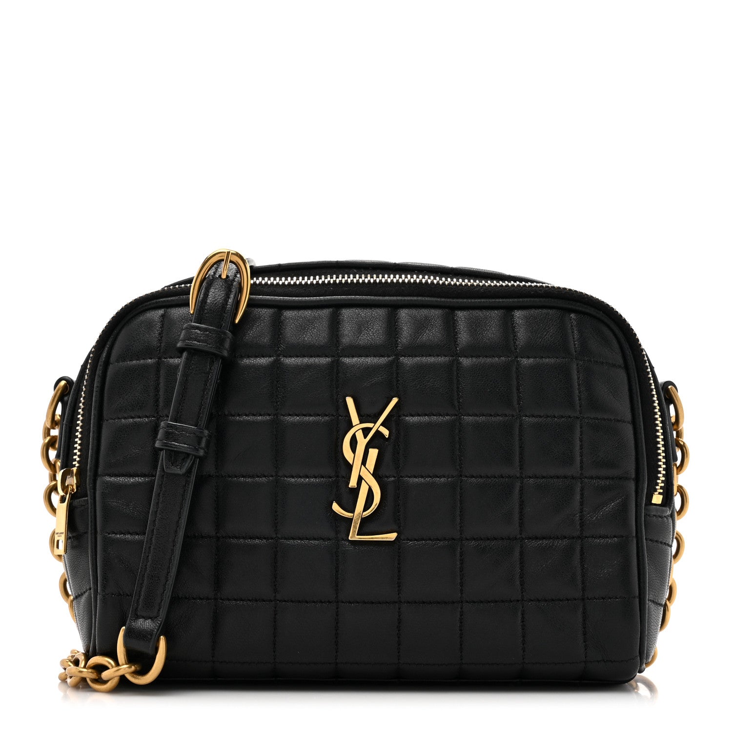 Saint Laurent Lambskin Carre Quilted Cassandre Mini Camera Bag Black 1 of 17