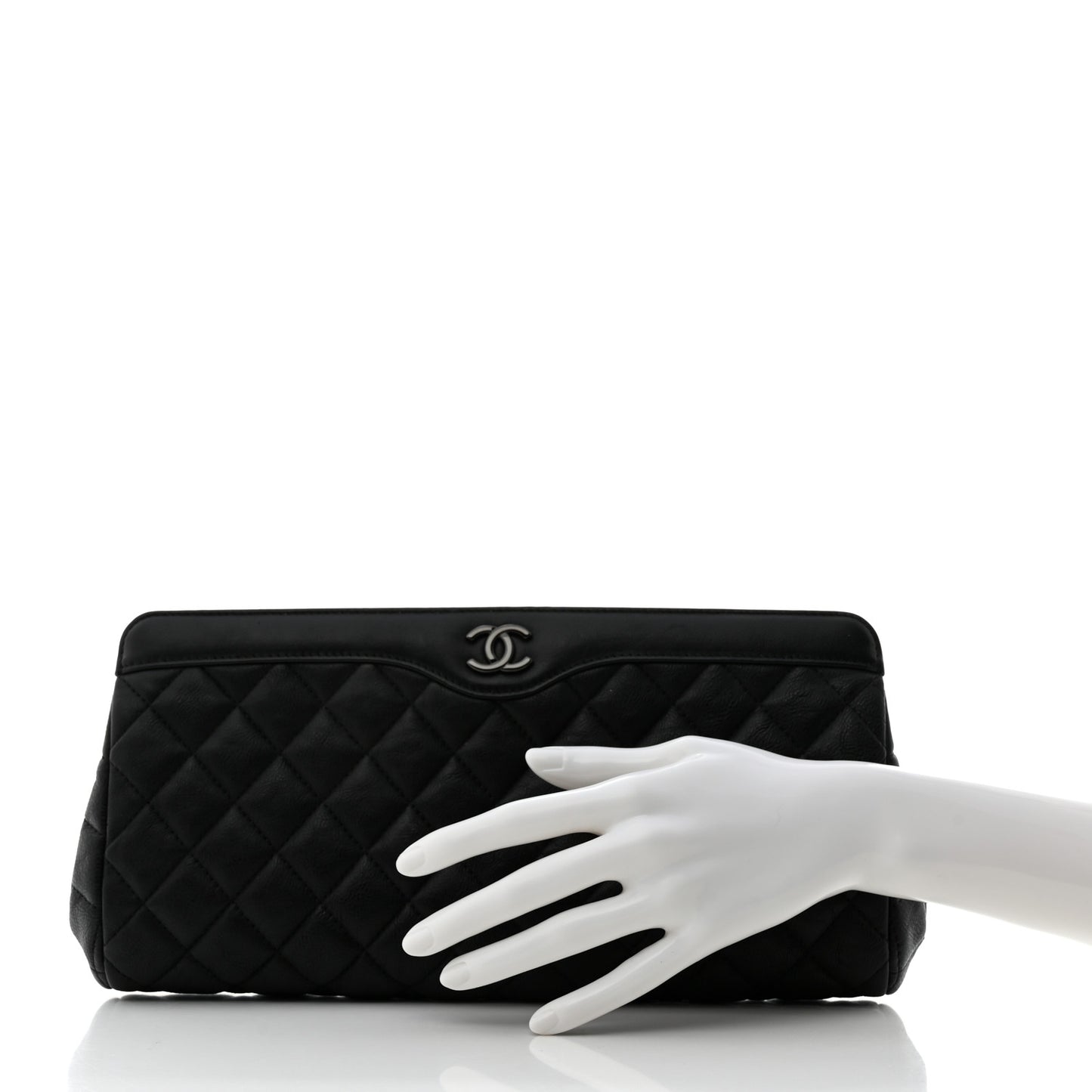 Crumpled Calfskin Quilted Clutch So Black
