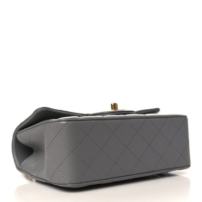 Chanel Lambskin Metal Quilted Mini Top Handle Rectangular Flap Grey 4 of 9