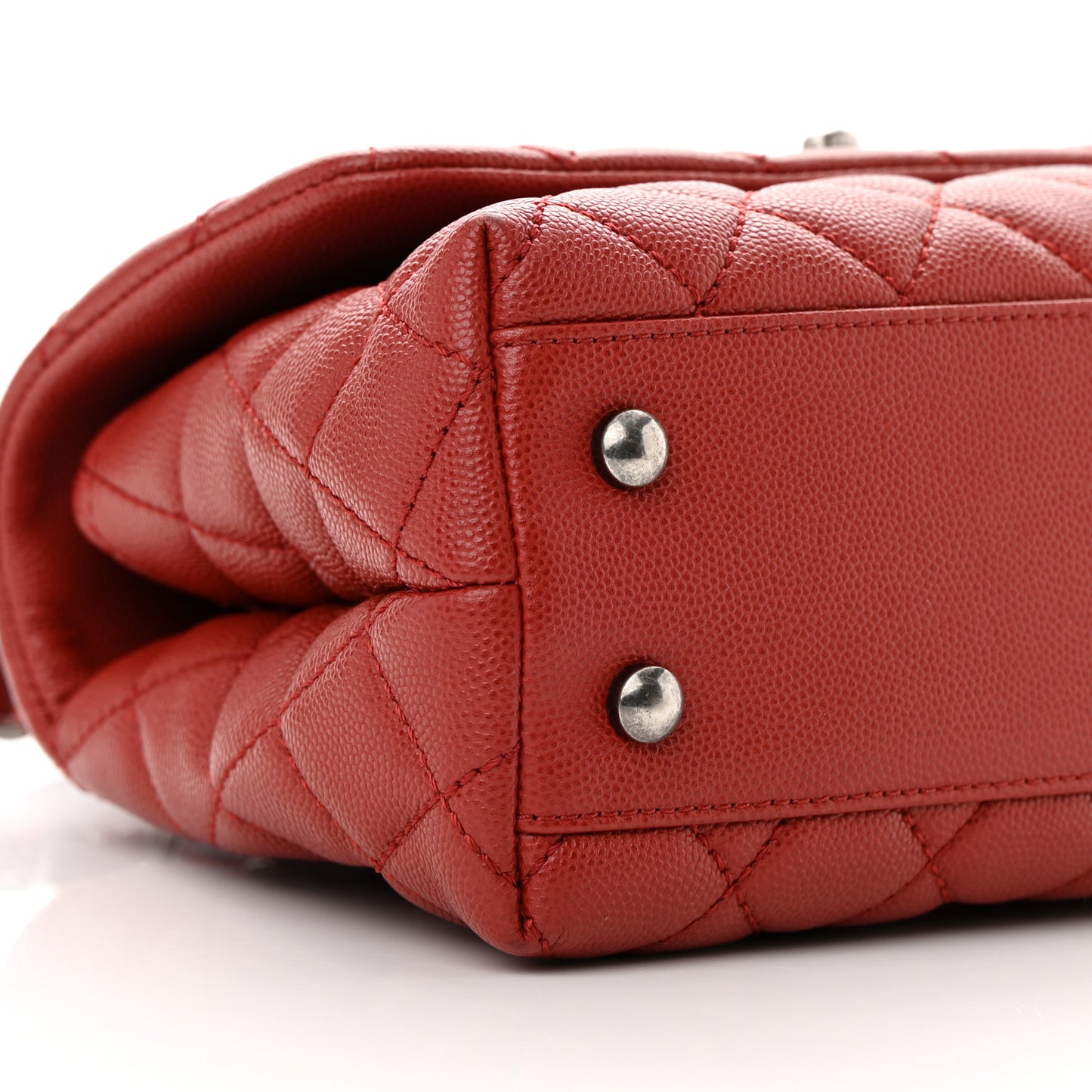 Caviar Quilted Mini Coco Handle Flap Red