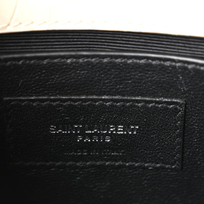 Saint Laurent Calfskin Crocodile Embossed Small Classic Monogram Kate Tassel Satchel Blanc Vintage 6 of 10