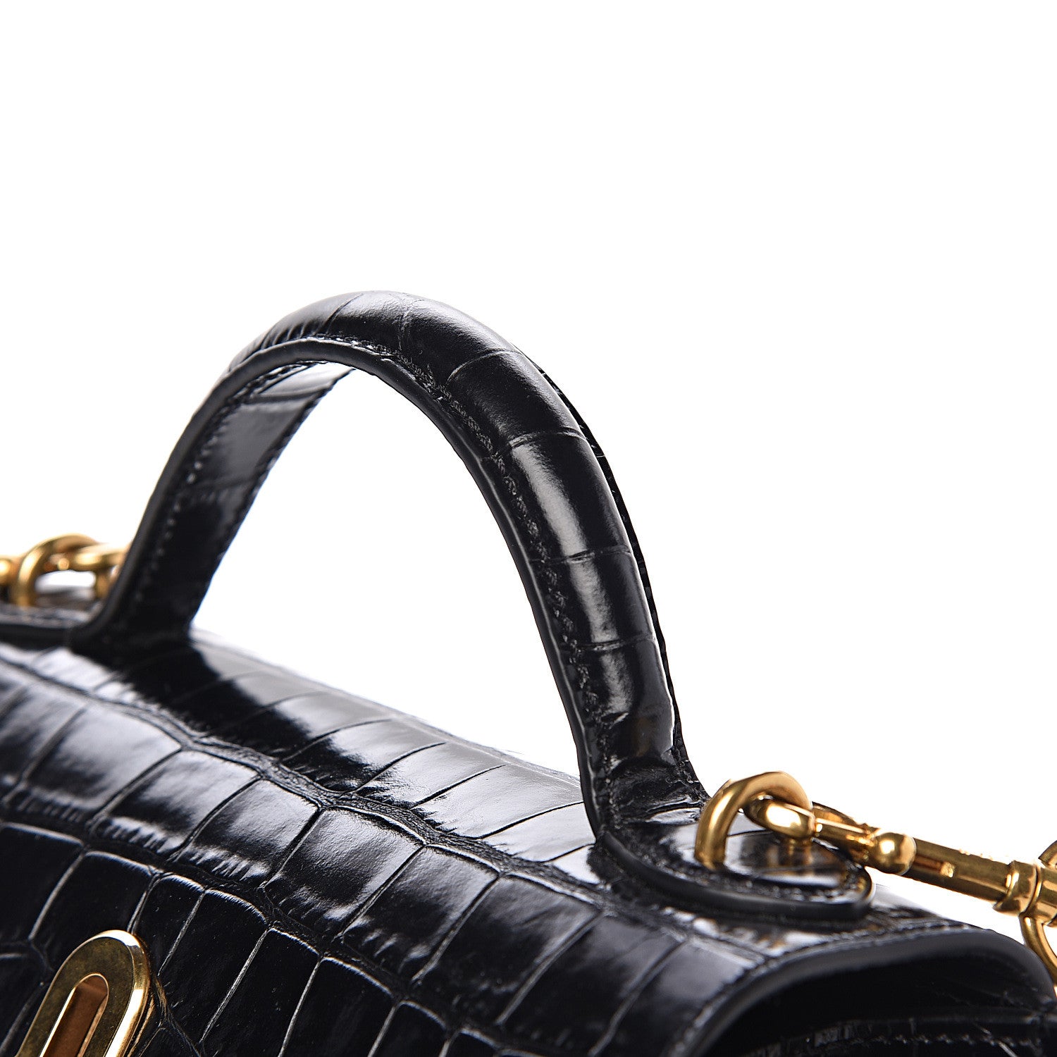 Mulberry Calfskin Crocodile Embossed Mini Seaton Black 14 of 20