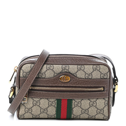 Gucci GG Supreme Monogram Web Mini Ophidia Shoulder Bag Brown 1 of 9
