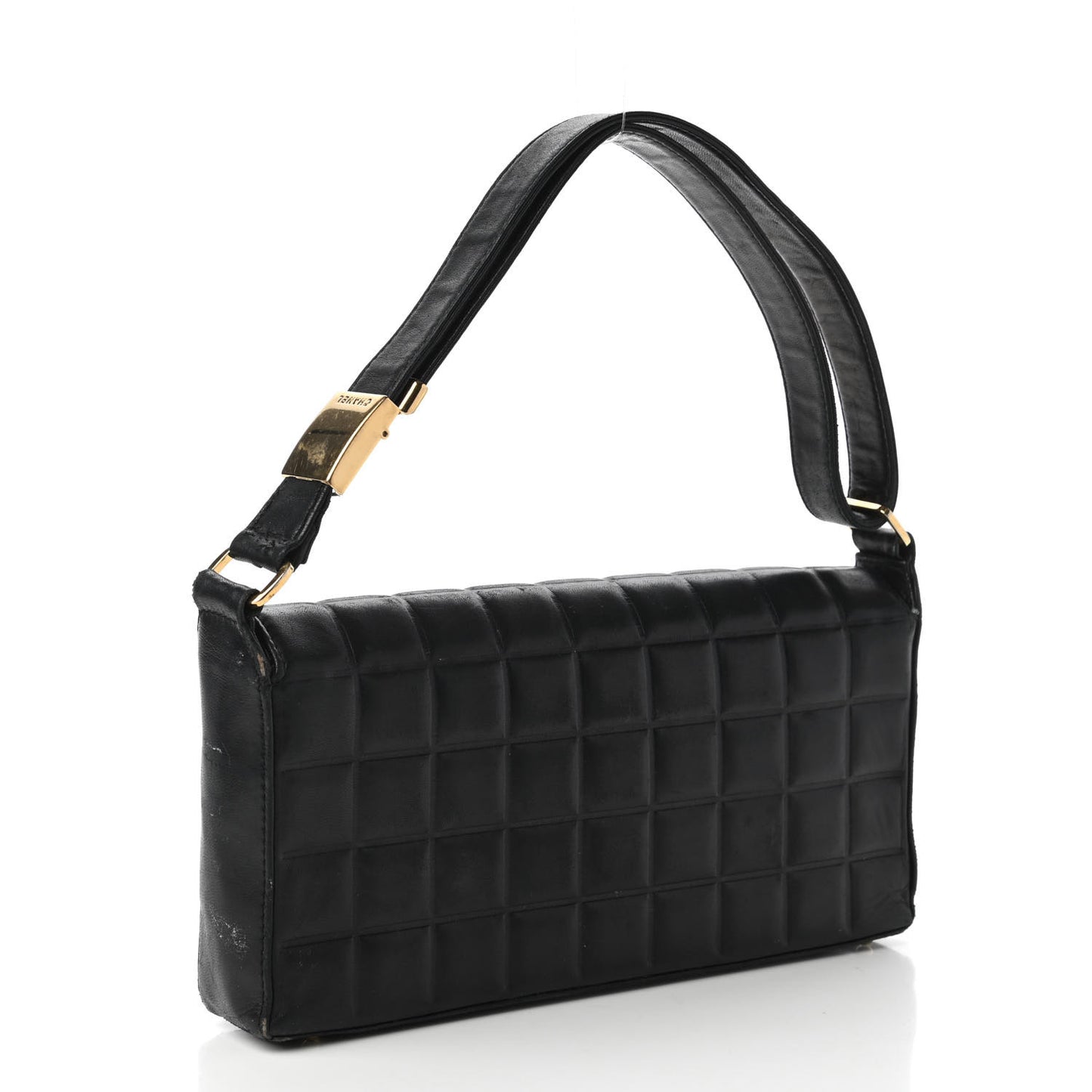 Lambskin Quilted CC Chocolate Bar Flap Black
