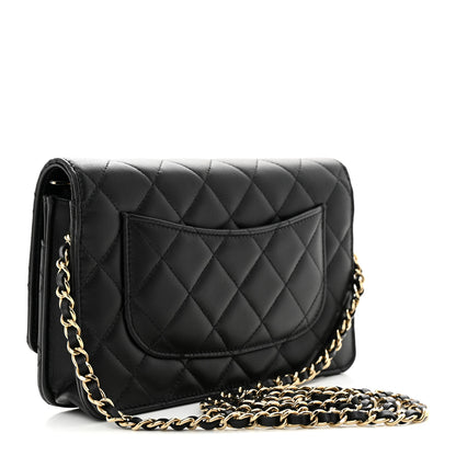 Chanel Lambskin Quilted Enamel Wallet On Chain WOC Black 4 of 12