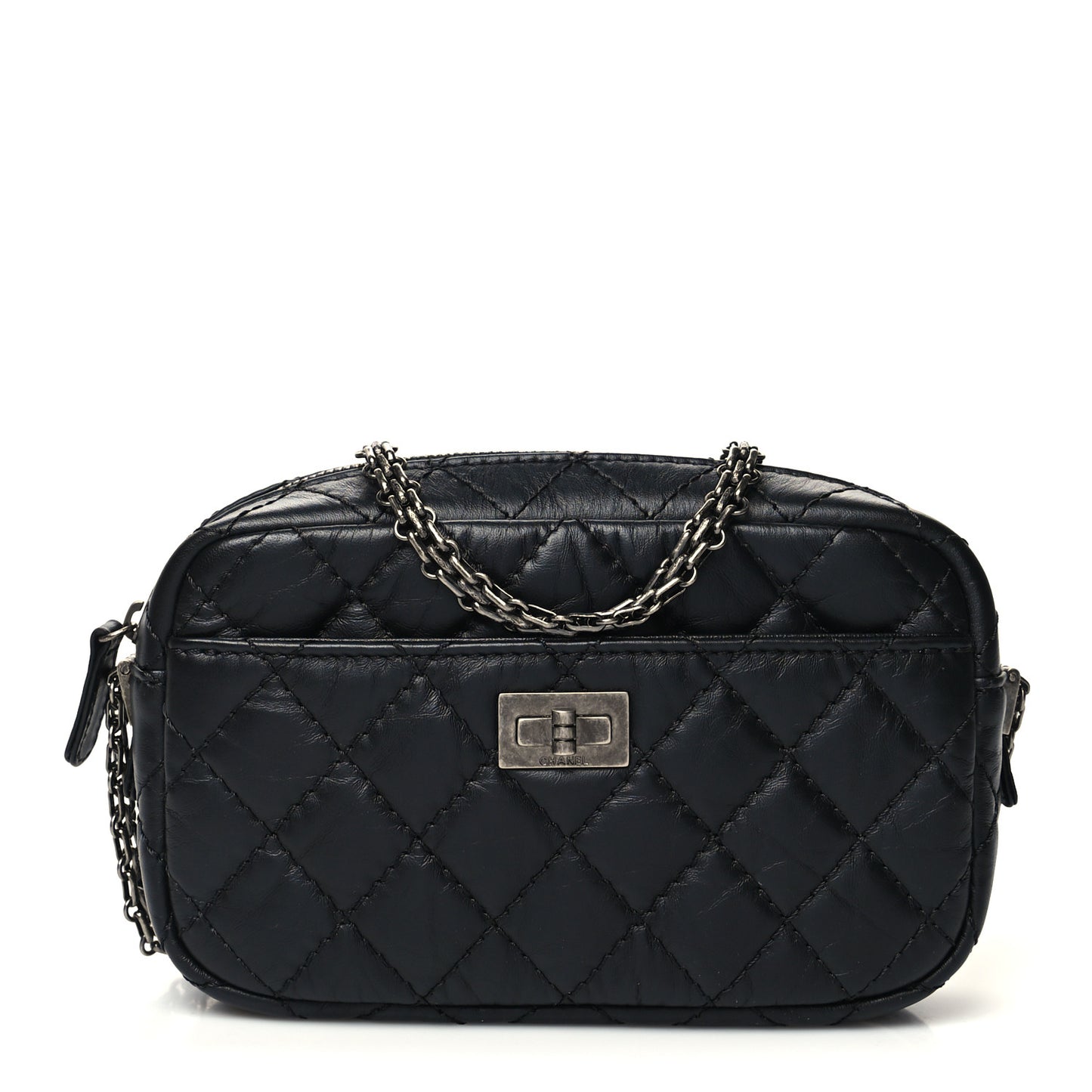 Aged Calfskin Quilted Mini Reissue Camera Case Black