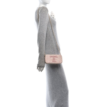 Chanel Canvas Small Deauville Clutch With Chain Pink 3 of 12
